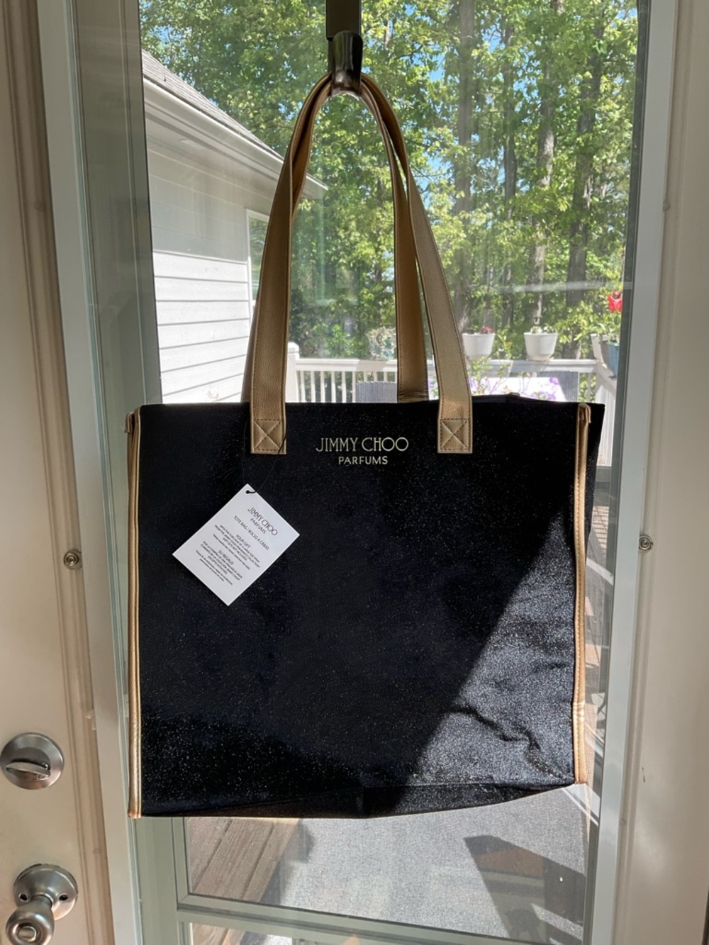 New Jimmy Choo Parfums Black Tote with Gold Shimmer Sparkle